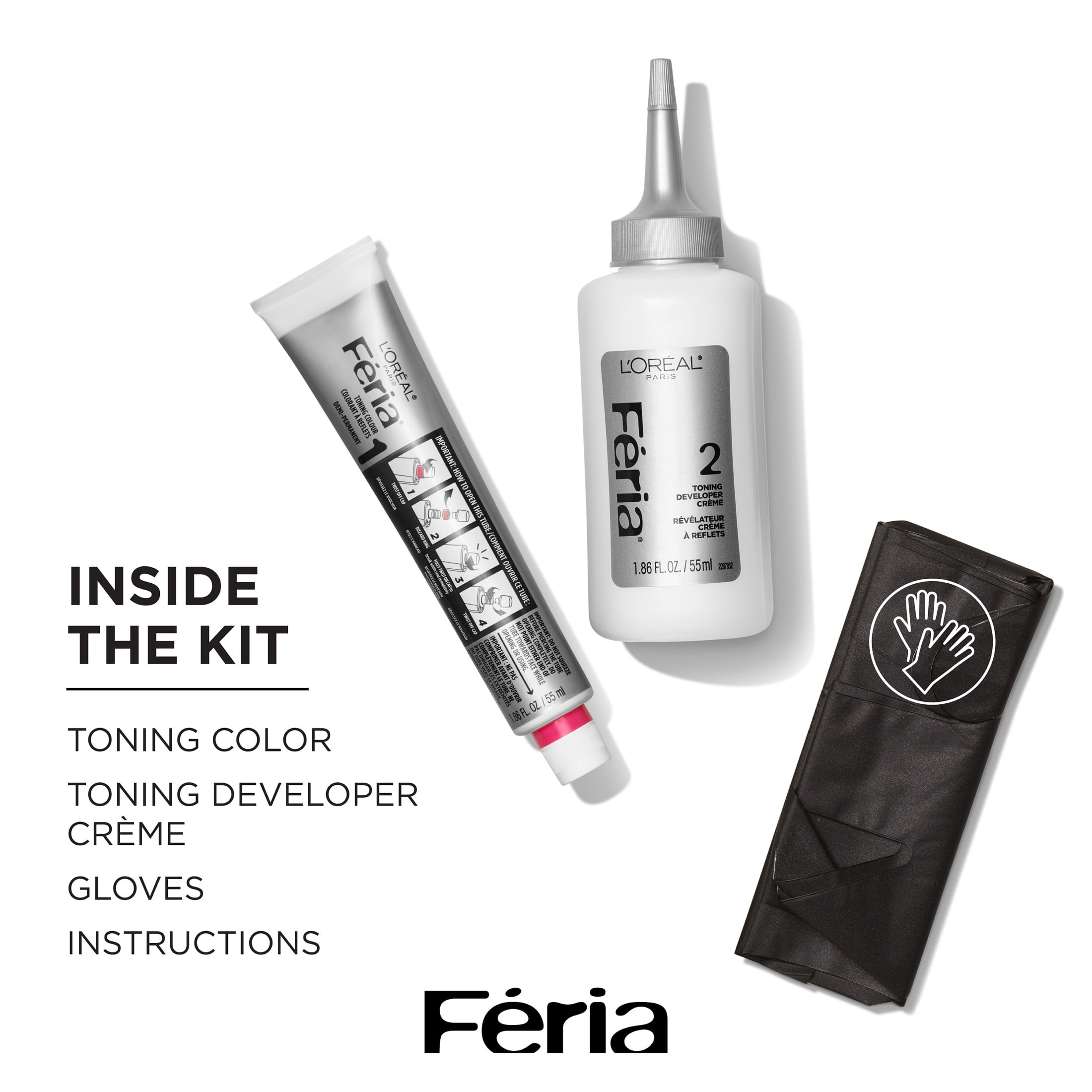 L'Oreal Paris Feria Toner, Anti-Brass Ice Blonde (Ash Blonde), 1 Kit