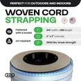 thumbnail image 4 of IDL Packaging 3/4" x 250' Mini Woven Cord Strapping Roll, 2400 lbs - Break Strength, 6 x 3 Core, White (Pack of 1), 4 of 7
