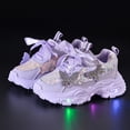 thumbnail image 4 of Dakaela 6M-6Y Girls Light Up Sneakers Sparkly Rhinestone Bow Thick Cushioned Sole Running Shoes for Toddler Little Kids, 4 of 9
