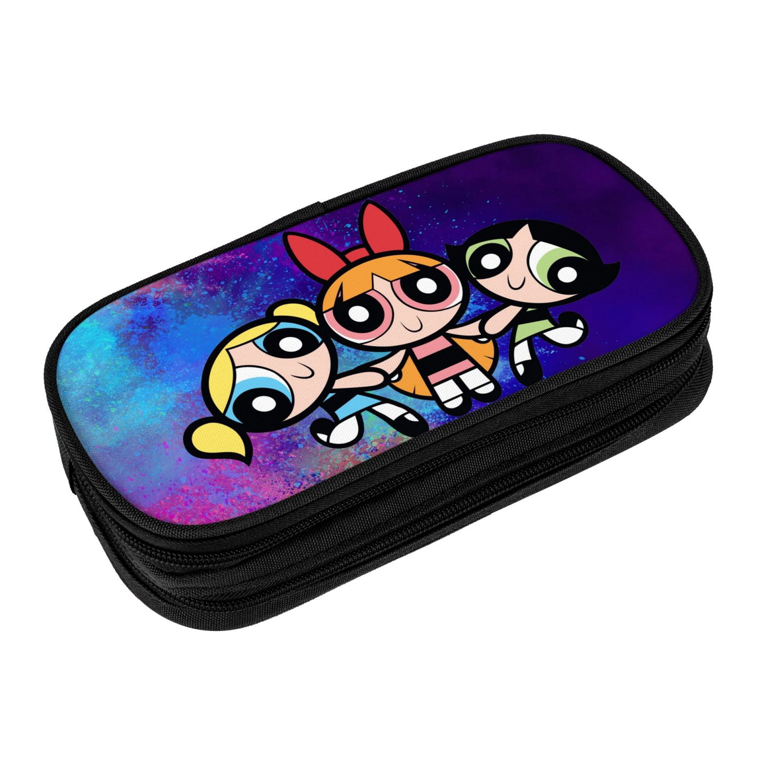 The Powerpuff Gi-rls Pencil Case Large Capacity Pencil Pouch Penbag Office Stationery Organizer Travel Makeup Bag Black