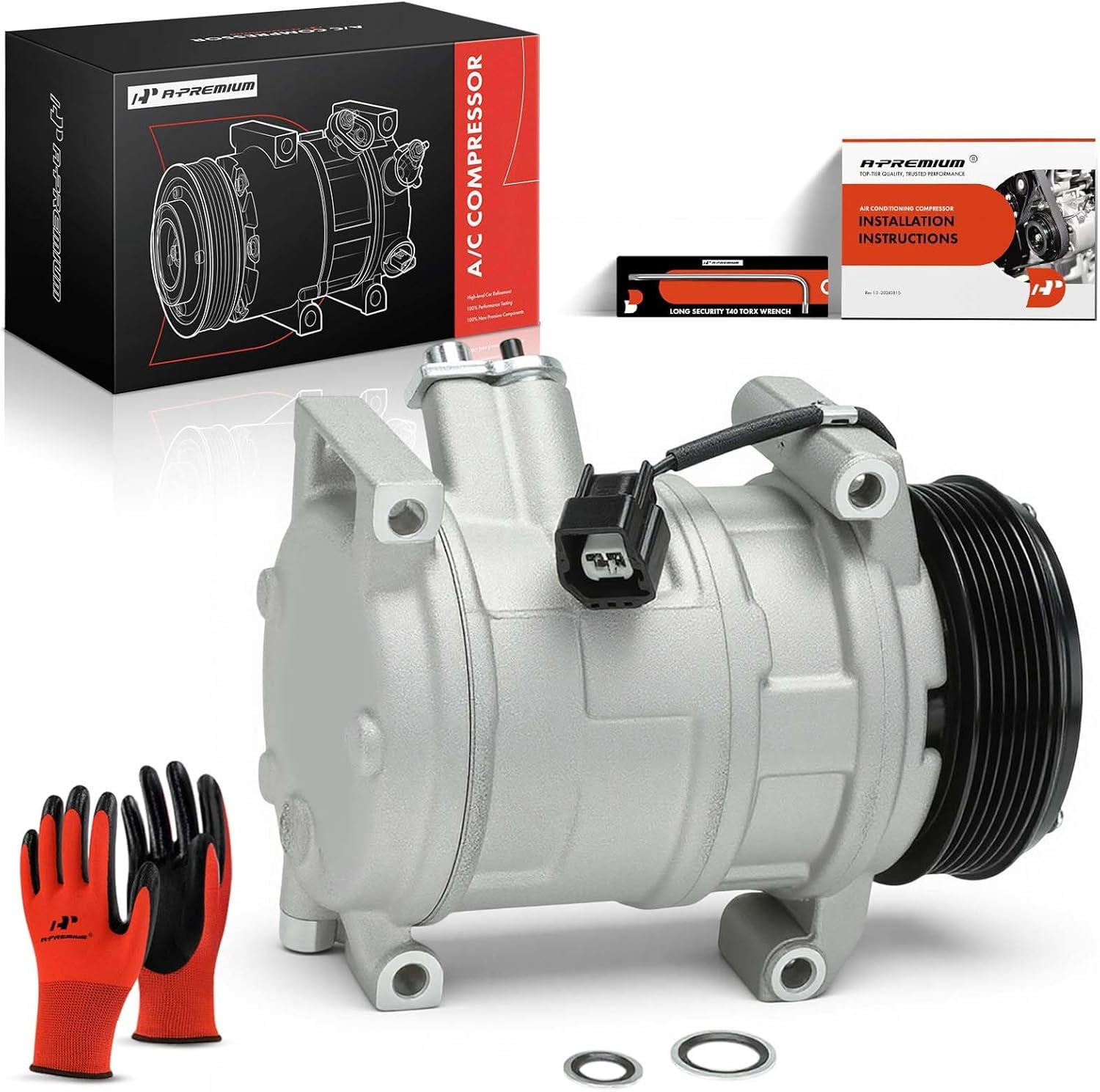 A-Premium Air Conditioner AC Compressor with Clutch Compatible with Chevrolet Traverse 2009-2012 & GMC Acadia 2007-2012 & Buick Enclave 2008-2012 & Saturn Outlook 2007-2010