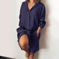 thumbnail image 2 of LYXSSBYX Long Sleeve Dresses Hot Sale Clearance Women's Solid Loose Double Pocket Long Sleeve Solid Cotton and Linen Cardigan Dress, 2 of 8