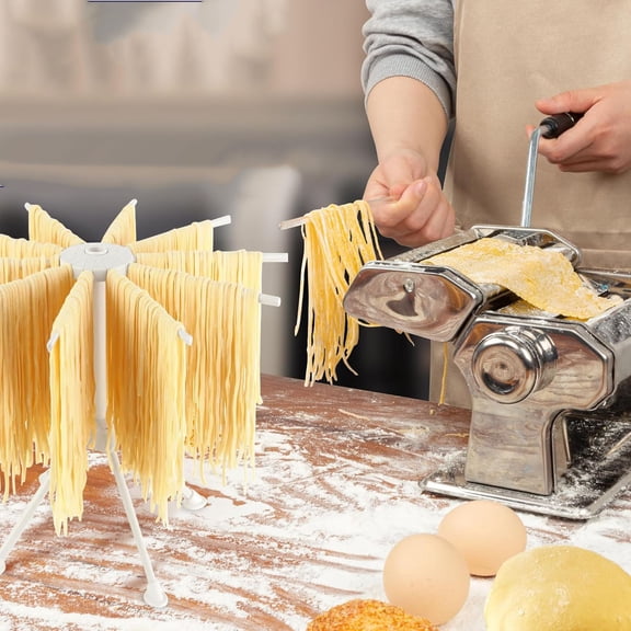 Pasta Maker Machine Set with Drying Rack, 9 Adjustable Thickness Settings, 2-in-1 Rollers & Cutter for Spaghetti, Fettuccine, Lasagna