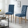 Alden Design 2pcs Upholstered Parson Dining Chair High Back, Blue