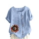 thumbnail image 1 of Vestidos Casuales Para Mujer, Blusas De Mujer De Moda Blusa informal de lino con botones y manga corta estampada para mujer, 1 of 4