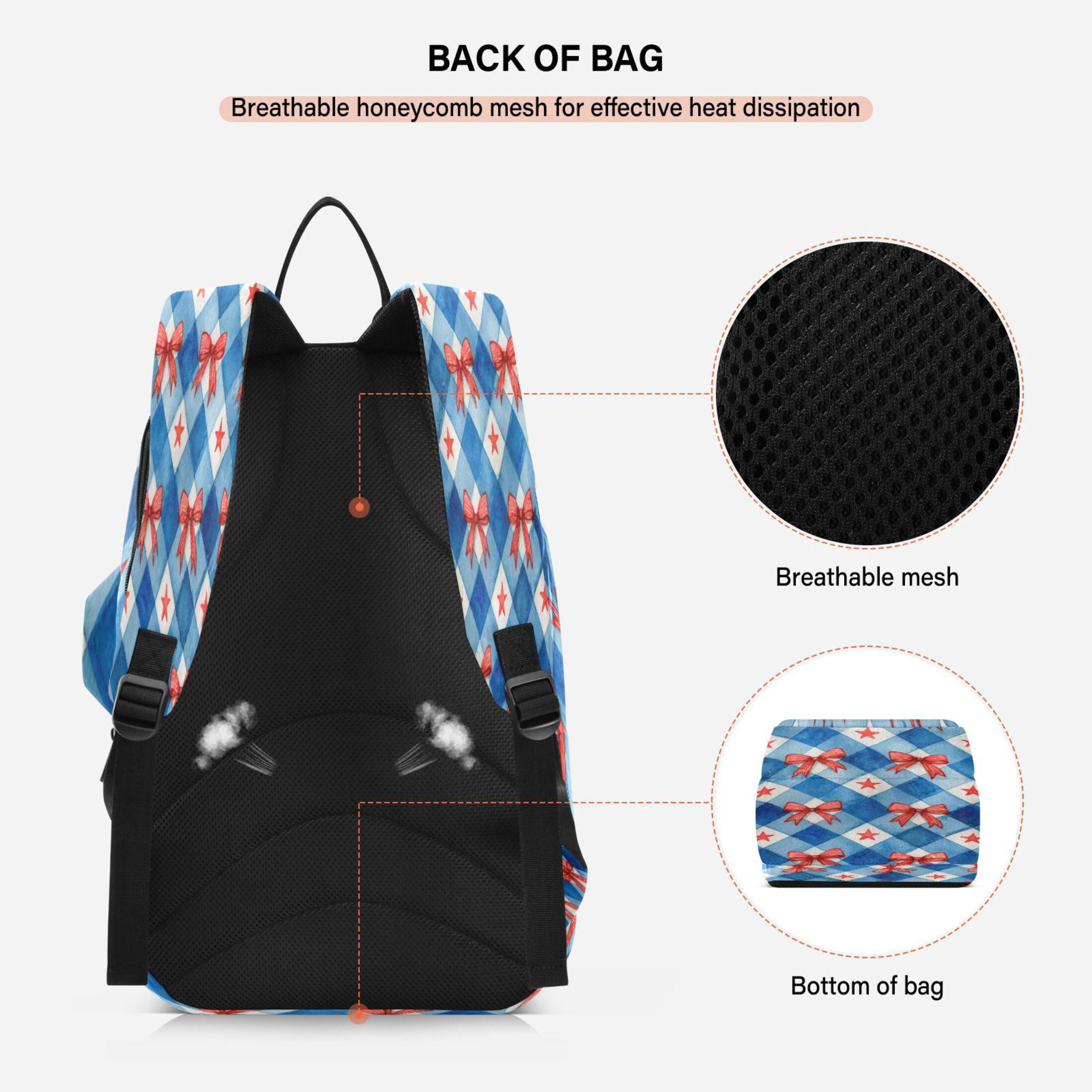 2 Racquet Holder Tennis Backpack Tennis Racket Covers Gym Bags Vibrant Red Bows Pattern