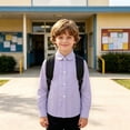thumbnail image 4 of SGMVNU School Uniform for Girls Boys Long Sleeve Pleated Dress Shirt Lapel Collar Button Down Blouse Spring Fall, Size 11-12 Years, Purple, 4 of 6