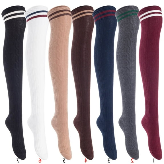Meso Women's 4 Pairs Awesome Thigh High Cotton Socks, Comfortable, Soft and Super Durable Size 6-9 M1023 Random
