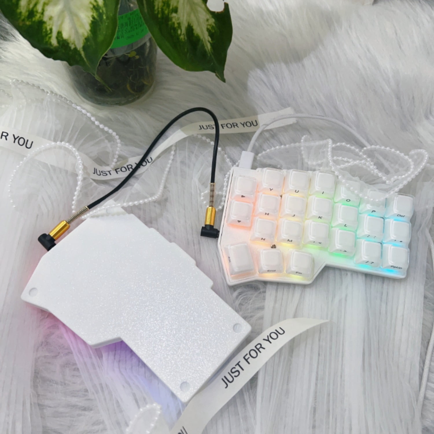 CORNE V4 Split Ergonomic Mechanical Keyboard with Jelly Keycaps, 40% 46 Keys Hot-Swappable QMK/VIAL Programmable RGB Gaming Keyboard Kit