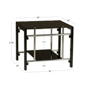 Powell Black Glass and Metal Indoor End Table with Shelf, 22 Tall, Black/Chrome