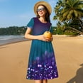 thumbnail image 4 of Fotbe Purple and Green Glitter Vestido Largo de Moda para Mujer, Vestido Tipo Camiseta con Manga Corta y Estilo Casual a Rayas y Bloques de Color, 4 of 6