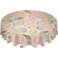 thumbnail image 2 of Spring Easter Round Tablecloth 60 Inch - Waterproof Fabric Table Cloth Protector, Pink Teal Blue Easter Eggs Boho Feather Tablecloths Washable Table Cover for Kitchen Banquet Party, 2 of 6