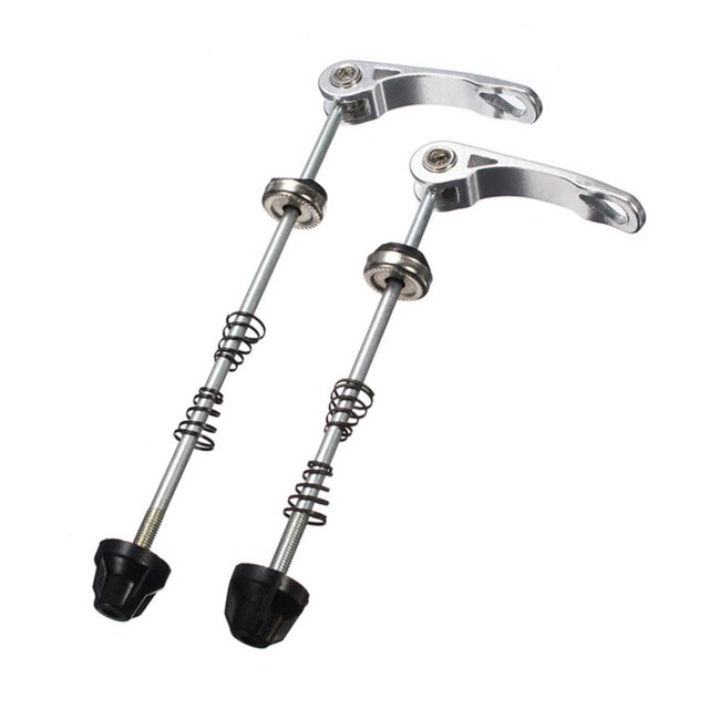 Par de pinchos de cubo de rueda de bicicleta de bicicleta Perno de liberación rápida plateado