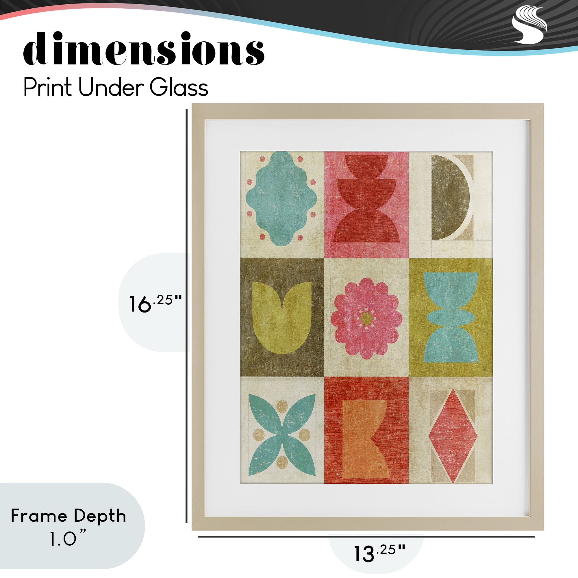 Stupell Industries Happy Dance Geometrics Birch Framed Print Under Glass, design by Suzanne Nicoll