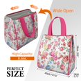 thumbnail image 3 of Pioneer Flower Floral Print Pattern Insulated Lunch Bag for Women & Adults,Large Portable Soft Cooler Lunch Bag,Thermal Food Storage Tote with Pearl Cotton,8.66L,8.75x5.75x9.5 Inch, 3 of 6