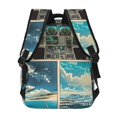 thumbnail image 4 of Zufioo Comic Airplane Cockpit Illustration Print Casual Student Backpack, Adjustable Shoulder Straps Multi-Function Multi-Pocket Sports Bag Travel Backpack, Unisex-One Size, 4 of 5