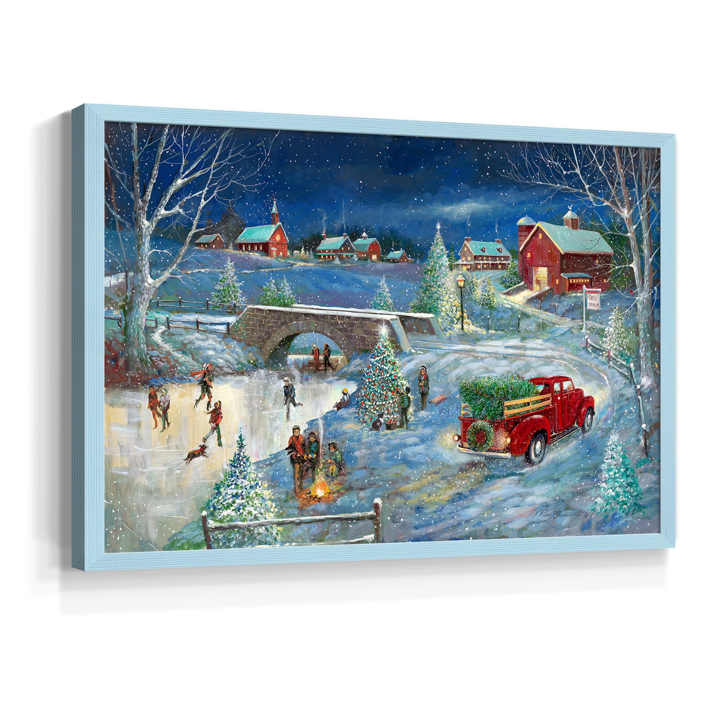 Warm Holiday Memories by Ruane Manning - Restickable Framed Giclée Print with Real Wood Frame
