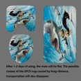 thumbnail image 4 of 4PCS Funny Cat Shower Curtain Set, Waterproof Fabric Shower Curtain, Non-Slip Bath Mat Toilet Rug, Kitty Kitten Riding Shark Blue Ocean Sea Wave Seagull Nautical Hilarious Kids Bathroom Decor, 4 of 7