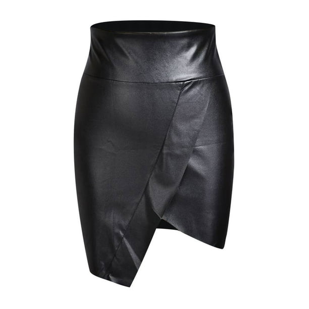 Weiqiqre Mini Skirt Fuax Leather Skirt High Waisted Bodycon