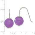 thumbnail image 4 of Sterling Silver Polished 10Mm Purple Jade Dangle Earrings (Width 10) (Length 22) - Jbsp, 4 of 5