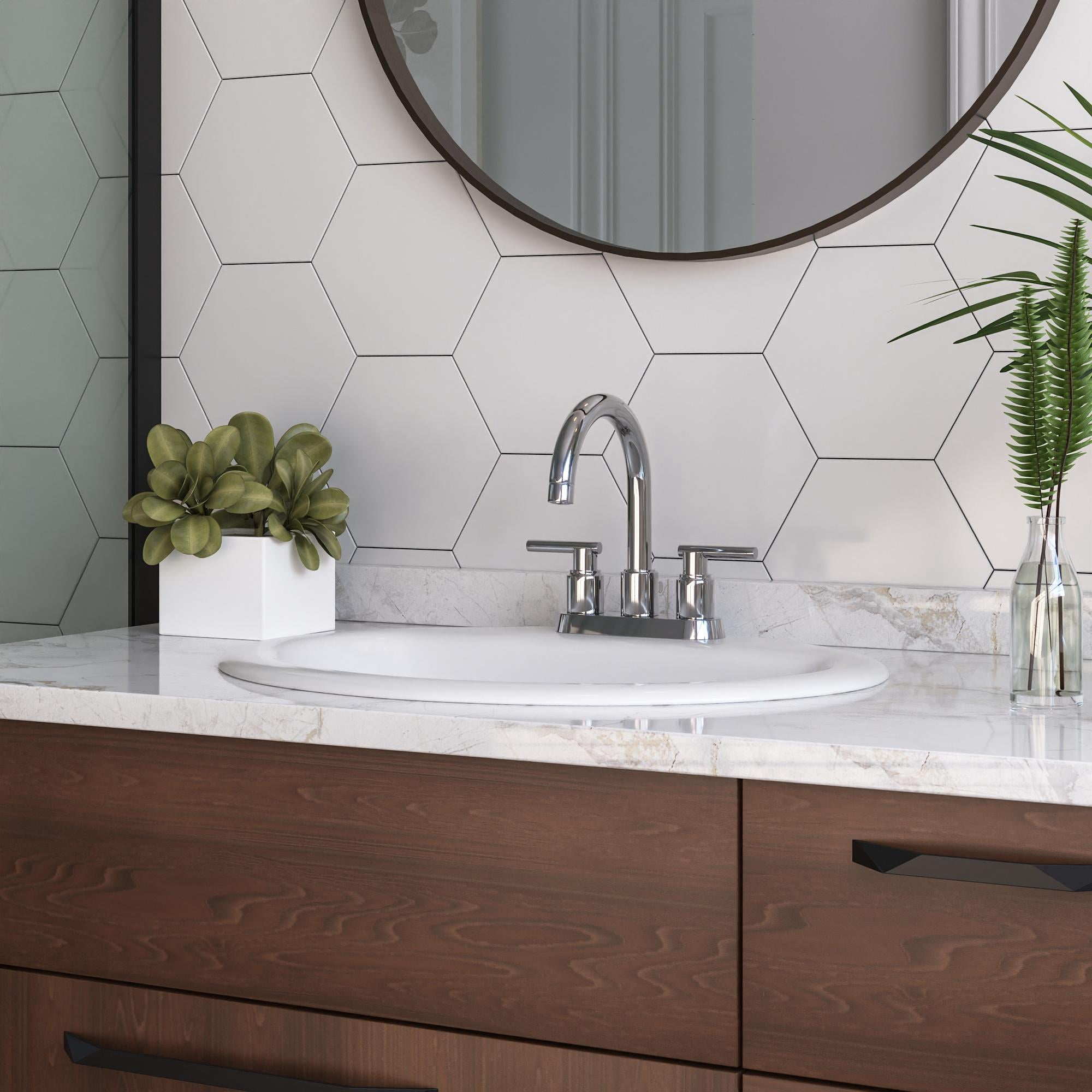 DeerValley DV-1DS0120 20" x 17" White Oval Vitreous China Drop-in Bathroom Sink with Overflow
