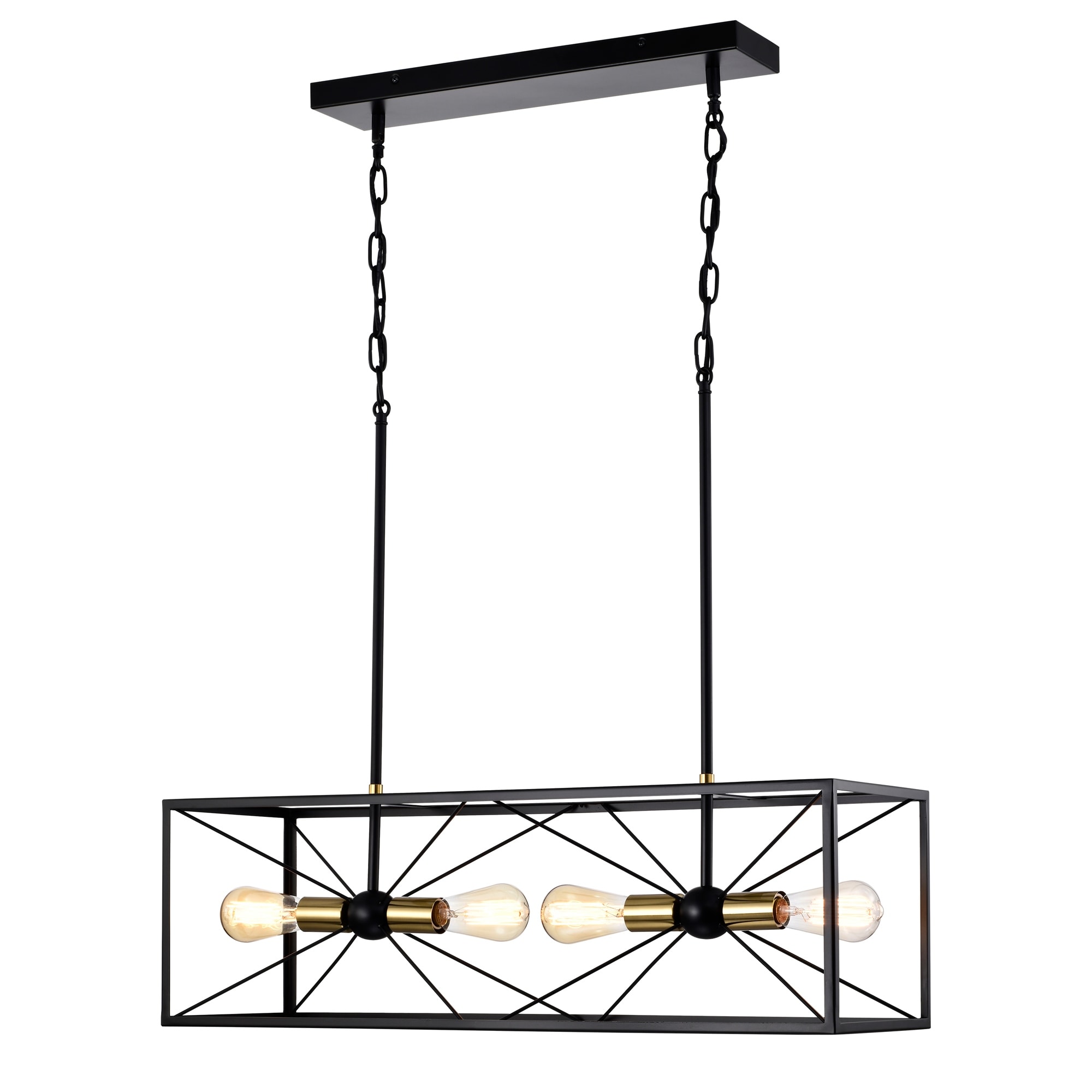 Judith 32 in. 4-Light Indoor Matte Black and Gold Finish Chandelier with Light Kit