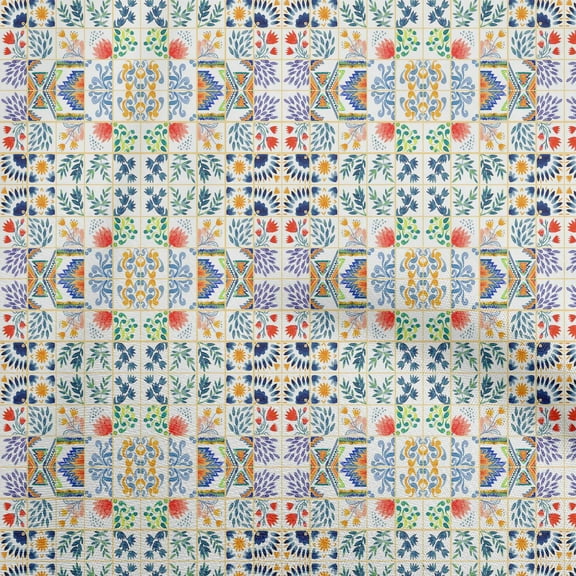 oneOone Polyester Spandex Teal Blue Fabric Block Fabric For Sewing Printed Craft Fabric By The Yard 56 Inch Wide-89