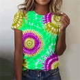 thumbnail image 4 of DeHolifer Tie Dye Shirt for Women Plus Size Casual Summer Short Sleeve Lightweight Tee T-Shirts Green 4XL, 4 of 5