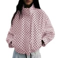 thumbnail image 3 of PUWEI Women's Casual Polka Dot Coats Lightweight High Neck Cropped Jacket with Pockets, 3 of 7
