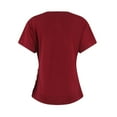 thumbnail image 5 of GceSteap Women's Summer Tops Short Sleeve Slim Fitted Deep V Neck Cross Wrap Tunic T-Shirt Side ruched Shirring Tees Wine XXL, 5 of 8