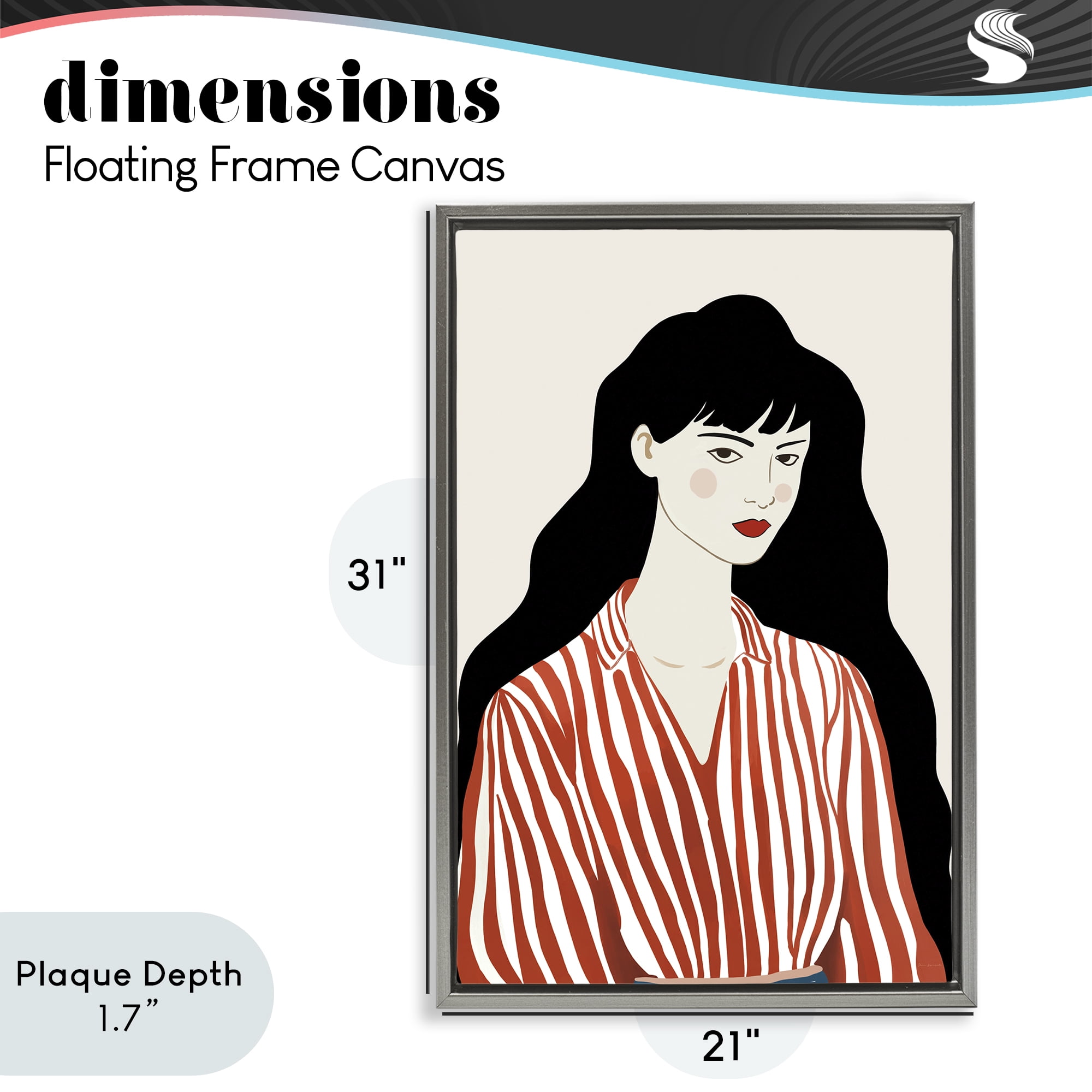 Stupell Industries Woman in Striped Blouse Gray Framed Floater Canvas Wall Art, design by Omar Escalante