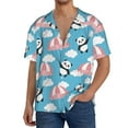thumbnail image 3 of KLL Panda Flying in the Sky Print Men's Shirt Short Sleeve Button Down Summer Cuba Beach Shirts- Large, 3 of 7