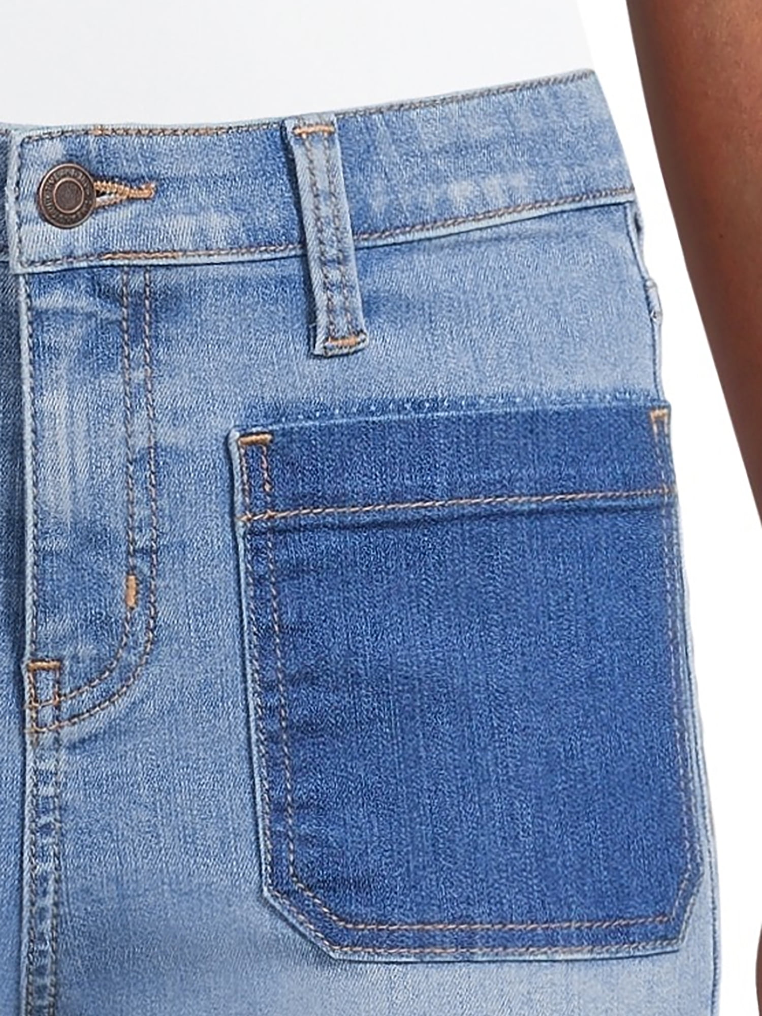 Time and Tru Women's Patch Pocket Flare Jeans