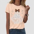 thumbnail image 2 of TOWED22 Halloween Shirts Woman Ghost Graphic Crewneck Short Sleeve Tee Shirt Short Sleeve Funny Tops Tshirts(Light Yellow,S), 2 of 6