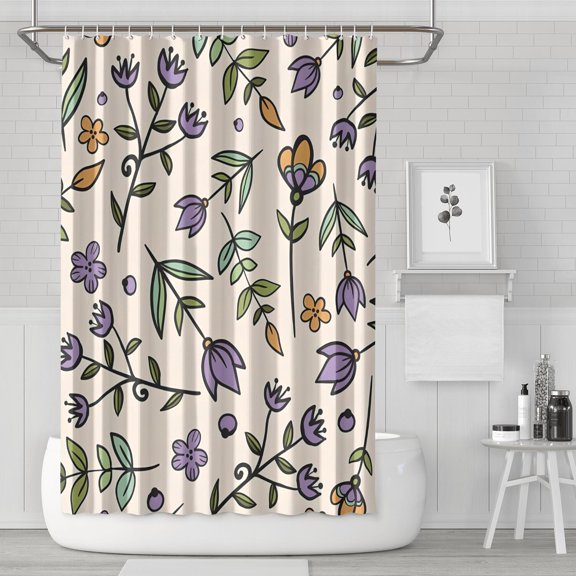 Waterproof Wild Floral Leaf Farmhouse Botanical Shower Curtain 72x72 Inch Boho Style Polyester Unique Shower Curtain for Bathroom Hotel Home Decor with 12 Plastic Hooks