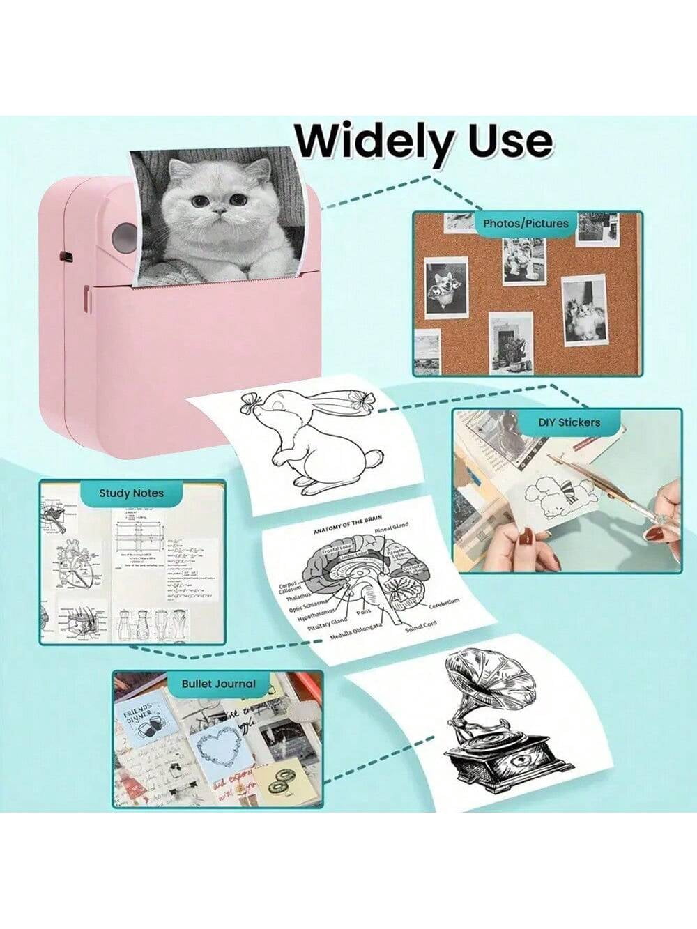 C17 Multifunctional Mini Portable Thermal Wireless Pocket Printer - Includes 1 Roll Thermal Paper, Prints Photos, Labels, Lists