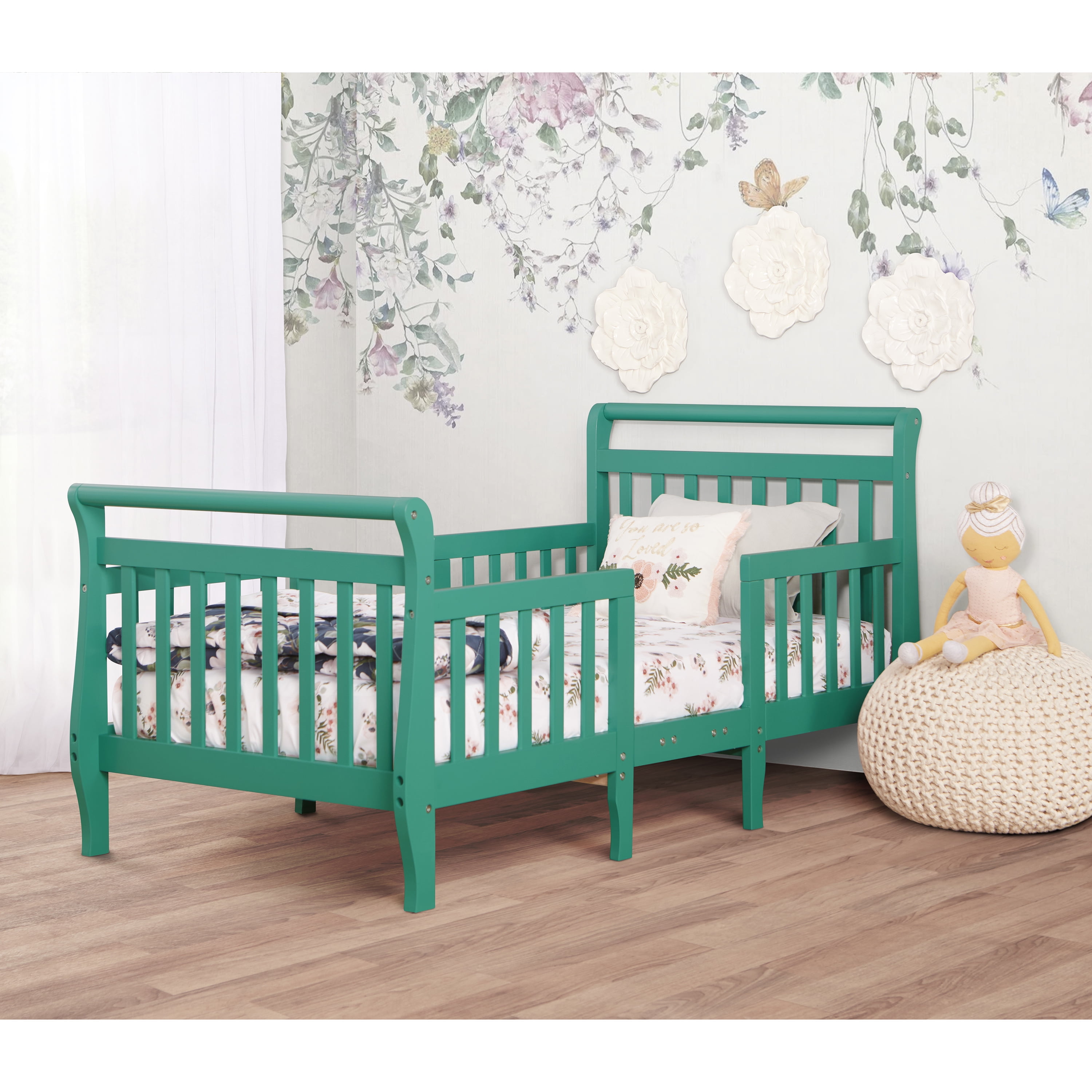 Dream On Me Emma 3 in 1 Convertible Toddler Bed, Emerald