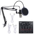 thumbnail image 1 of Multifunctional Live Sound Card & BM800 Suspension Microphone Kit Broadcasting Recording Condenser Microphone Set Intelligent Adjustable Audio Mixer Sound Card for Computer PC Live Sound, 1 of 7