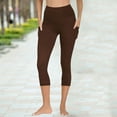 thumbnail image 6 of nerohusy Leggings Women Tummy Control Workout Capri Leggings with Pockets High Waisted Crop Gym Yoga Pants Buttery Soft Brown,S, 6 of 9