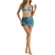 thumbnail image 2 of Conjuntos de bikini halter teñido para mujer, 3 piezas, traje de baño con lazo en la espalda, parte inferior triangular, falda de cobertura, traje de baño X-Small azul, 2 of 5