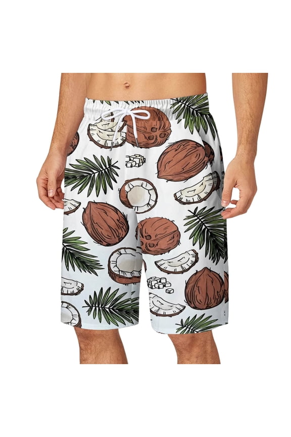 Mens Beach Vacation Bermuda Shorts Drawstring Elastic Waist Flat Front Shorts with Pockets