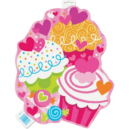 Paper Cut Out Cupcake Hearts Valentine Decoration