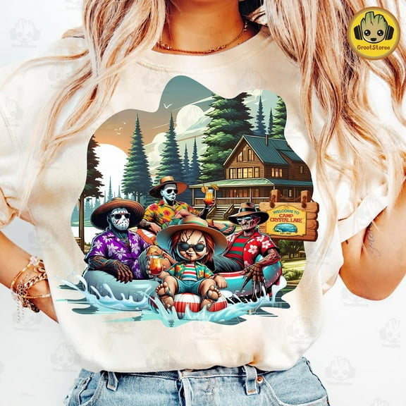 Retro Summer Halloween tshirt, Funny Summerween tshirt, Horror Summer tshirt, Halloween Horror Characters tshirt, Trendy Summer Halloween Shirt