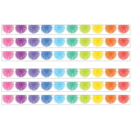 Teacher Created Resources Colorful Poms Scalloped Die-Cut Border Trim, 35 Feet Per Pack, 6 Packs