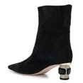 thumbnail image 3 of FSJ Women Classic Square Toe Crystal Block Heels Ankle Boots Rhinestone Low Heeled Pull On Comfy Booties Walking Shopping Shoes Size 8 Black Suede, 3 of 4