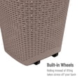 thumbnail image 5 of Mind Reader 60L Rolling Laundry Hamper, Clothes Basket, Lid, Wheels, Wicker Style, Plastic, 19.5"L x 14.75"W x 29.25"H, Tan, 5 of 10