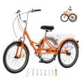 thumbnail image 1 of VEVOR Triciclo plegable para adultos, 24 pulgadas, 7 velocidades, bicicleta de crucero de 3 ruedas de acero al carbono con canasta y asiento ajustable, triciclos plegables para ir de compras, picnic, 1 of 9