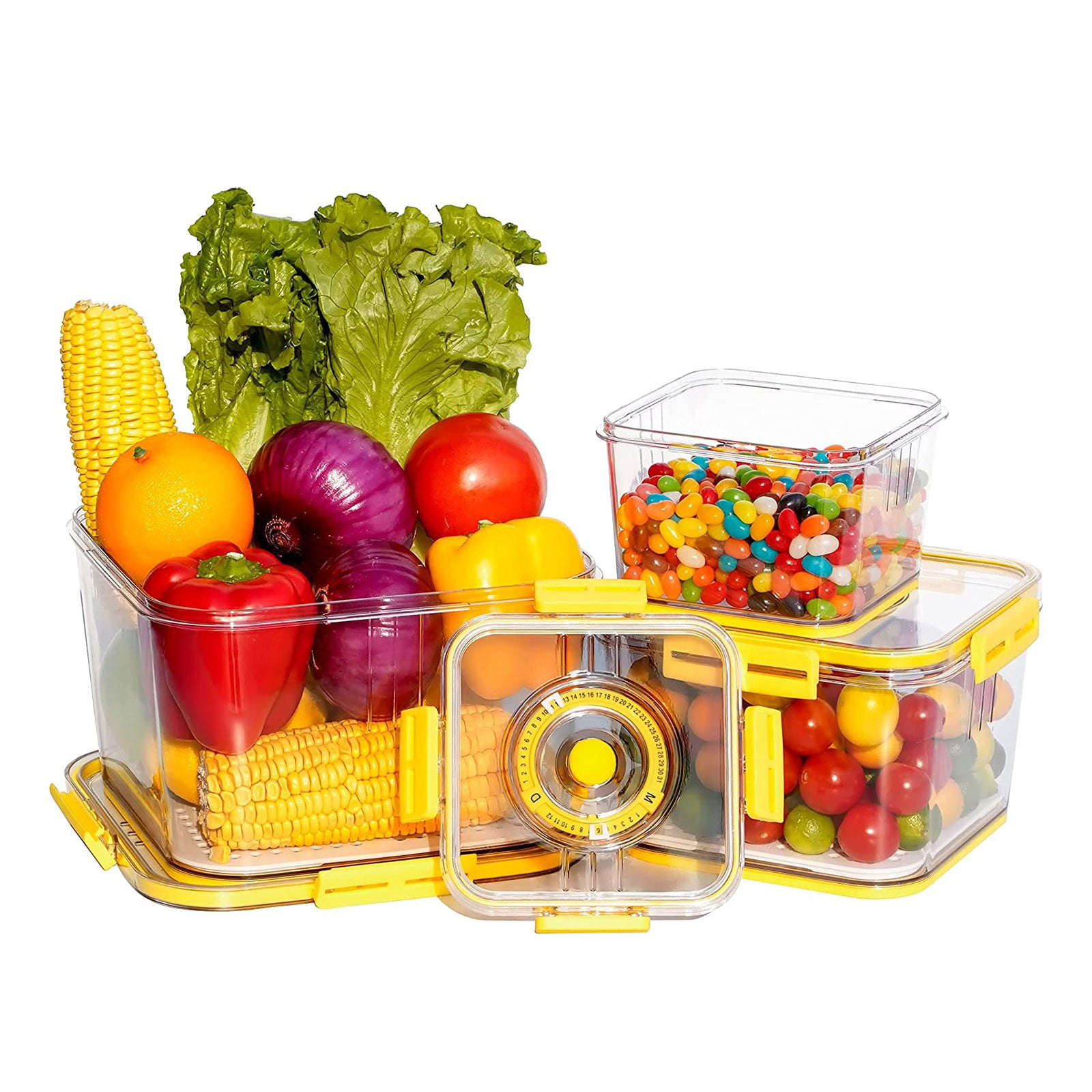 Fresh Produce Vegetable Fruit Storage Containers With Time Recording Fridge Storage Container Container And Fridge Organizers