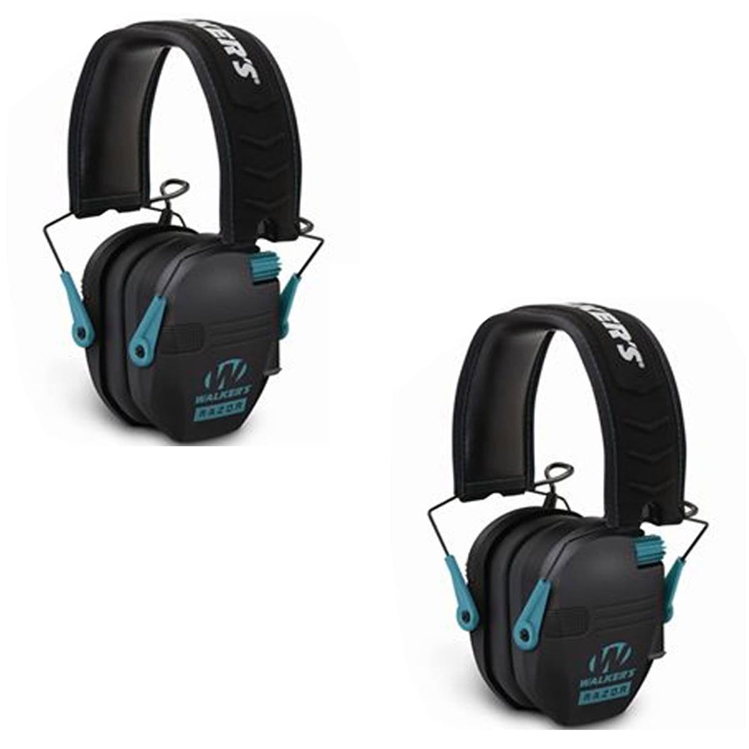 Walkers Razor Slim Electronic Ear Muffs with NRR 23 dB, Black & Teal (2