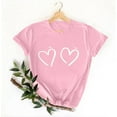 thumbnail image 4 of Posijego Valentine's Day Tops for Women Crew Neck Short Sleeve Heart Graphic T-Shirts Spring Summer Cute Tunic Blouses, 4 of 5